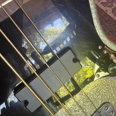 2015 Squier by Fender Mikey Way Signature Mustang Bass - Large Flake Silver Sparkle image 20