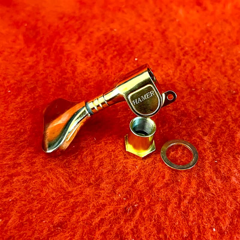 Schaller Hamer Logo M4 Bass guitar tuner 1980’s - Gold treble side original vintage image 1