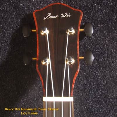 Handmade Tenor Ukulele, Solid Hawaiian Koa, Angel, Dove Inlay, Soft-bag, Bruce Wei UG17-3066 image 7