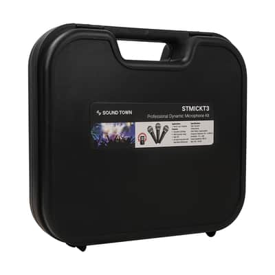 STMICKT3 | 3-piece Professional Handheld Dynamic Microphone Kit with Carry Case, Mic Clips, 26ft XLR to 1/4" Audio Cables image 2