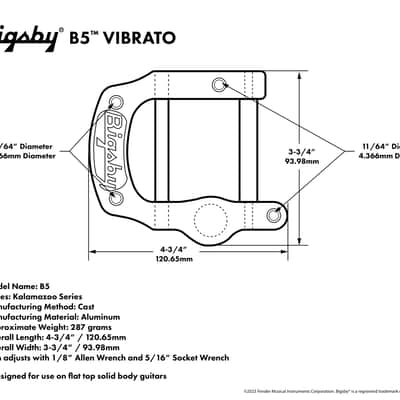 Bigsby Tailpiece B5LH, Polished Aluminum, Left Handed image 2