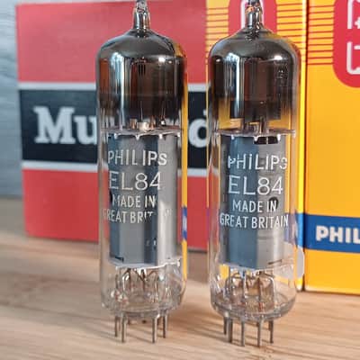 Very rare  NOS NIB 1972 MULLARD Blackburn el84 6bq5 matched pair  KM1  UK Philips label very strong Vox ac15 Marshall Echolette image 1