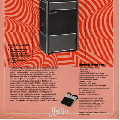 Leslie Model 760 Rotating Speaker Cabinet w/ Combo Pre-Amp II Pedal - Restored image 9