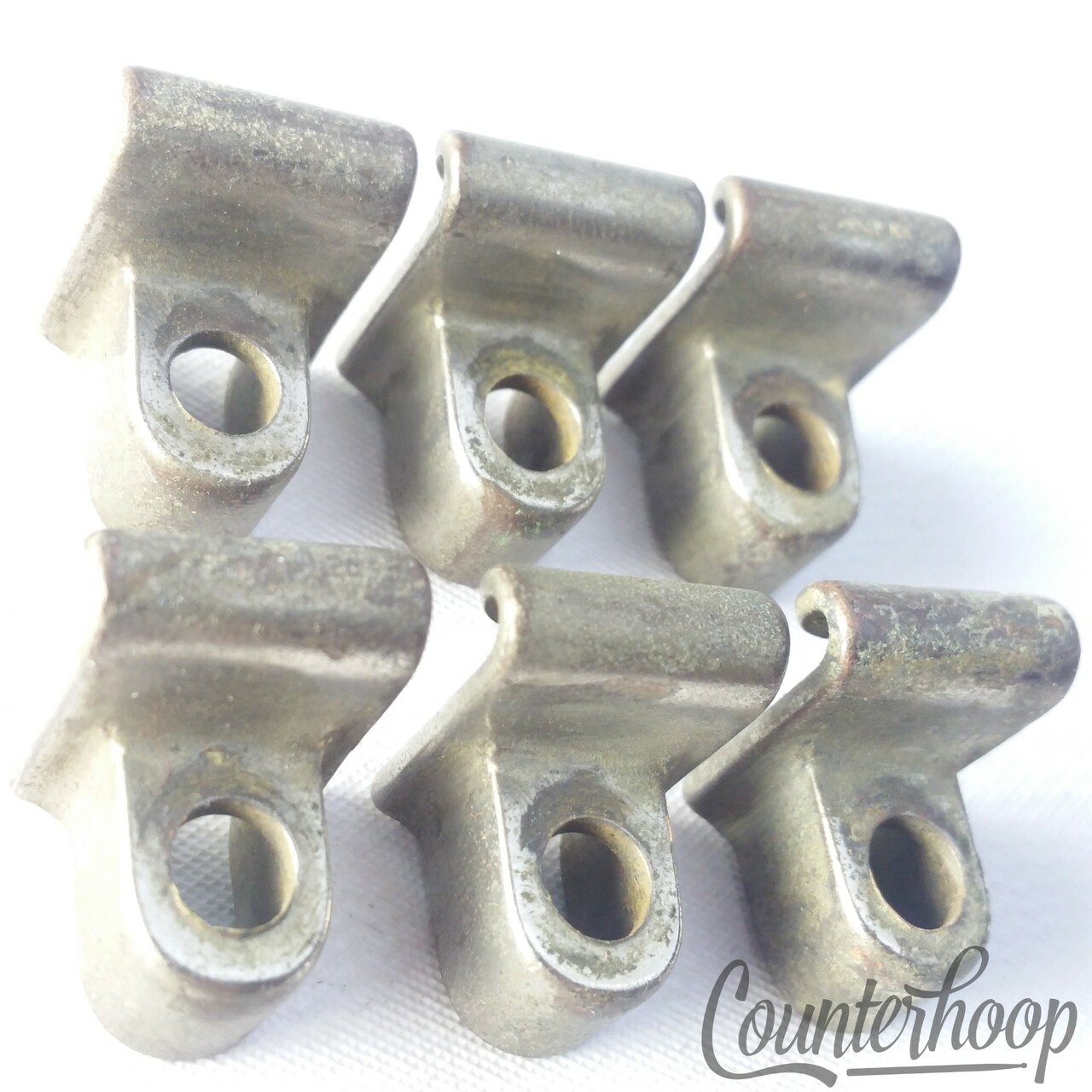 Ludwig 6x Tension T-Rod Clips Single-Flange Rim Floor/Tom/Snare Drum Nickel USA — main photograph