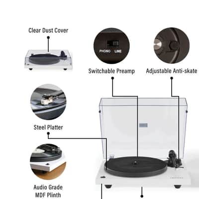 Crosley KT6101-WA K-Series Bluetooth Turntable System - White-NEW image 3