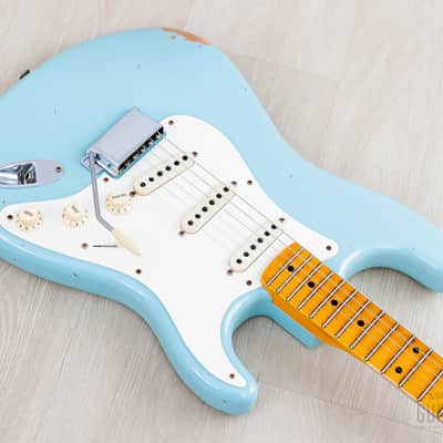 2023 Fender Custom Shop Limited Edition 1957 Stratocaster Relic Faded Daphne Blue w/ Case, COA, Tags image 9