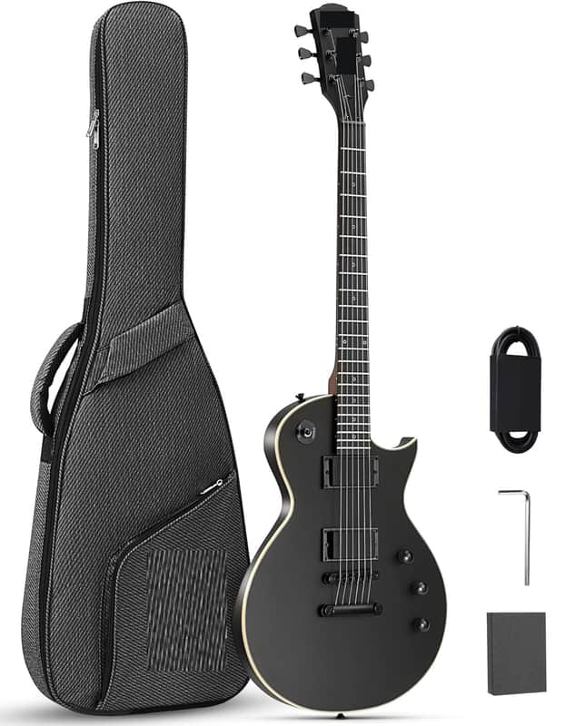 39" LP Electric Guitar Kit: Full Size Solid Body Electric Guitars for Beginners with Humbucker Pickups, Poplar Body, Mahogany Neck,22 Frets,6 String Guitar with Gig Bag,Cable image 1