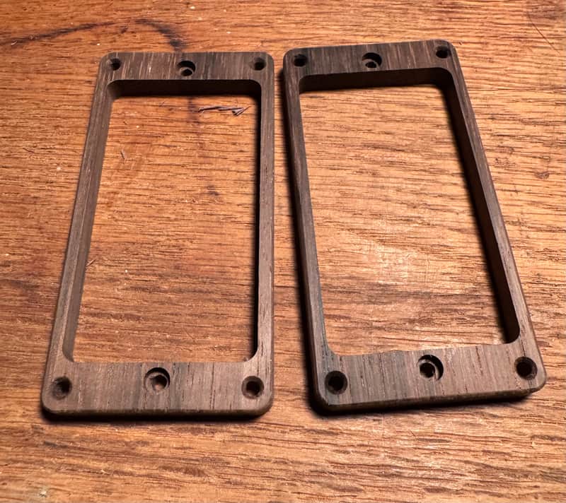 Guilford Brazilian Rosewood Humbucker Flat Pickup Ring Set (H/H), fits PRS dual humbucker models with tremolo - USA image 1