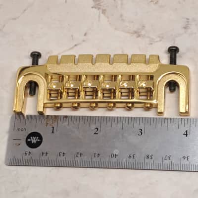 Ibanez Rare Vintage Short Stop Schaller Style Wraparound Guitar Bridge - Patent Pending Japan-70's - 90's - Gold Finish image 10