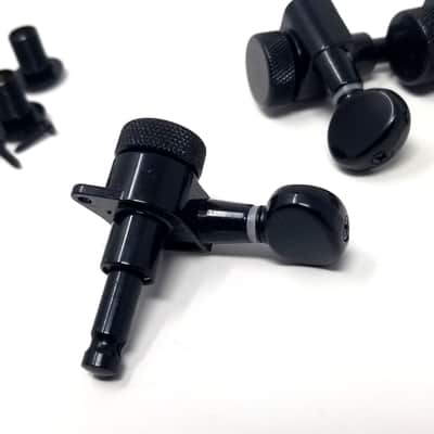 Carparelli 6-IN-LINE Electric Locking Machine Heads Tuners Classic Button Black image 3
