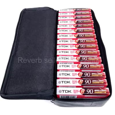 Lot of 15 TDK B-90 Type 1 Audio Cassette Tapes, New in Soft Storage Carry Case image 2