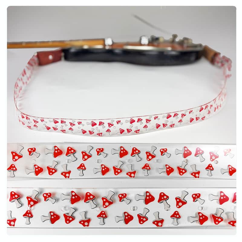Loft Relics / Loft Relics "Plastic Mushrooms" guitar strap (Souldier) one-of-a-kind made at the Wilco Loft image 1