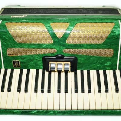 Russian Piano Accordion 120 Bass, Almaz Vintage Keyboard Accordian in Tune, New Straps, 2679 image 8