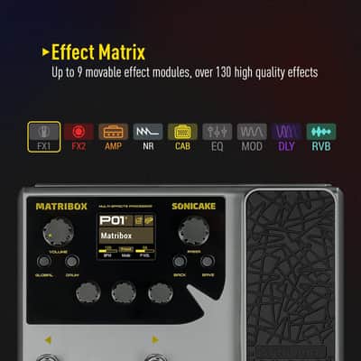 SONICAKE Matribox - Guitar Multi Effects Processor with Expression Pedal, With 130 Built-in Guitar/Bass/Acoustic Effects, Amp Modeling, IR Cabinets Simulation, Stereo OTG USB Audio Interface QME-50 image 3