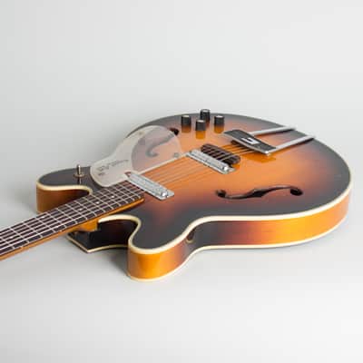 Coral  Vincent Bell Firefly F2N6 Thinline Hollow Body Electric Guitar (1967), ser. #058419, grey chipboard case. image 7