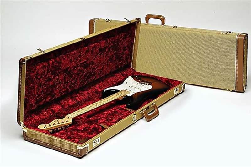 Fender G&G Deluxe Strat/Tele Hardshell Case, Tweed with Red Poodle