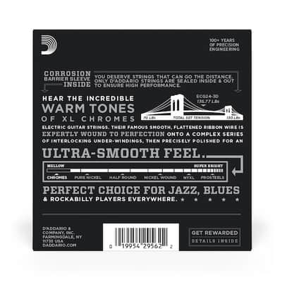 D'Addario XL Chromes Flatwound Electric Guitar Strings; 3-PACK gauges 11-50 image 3