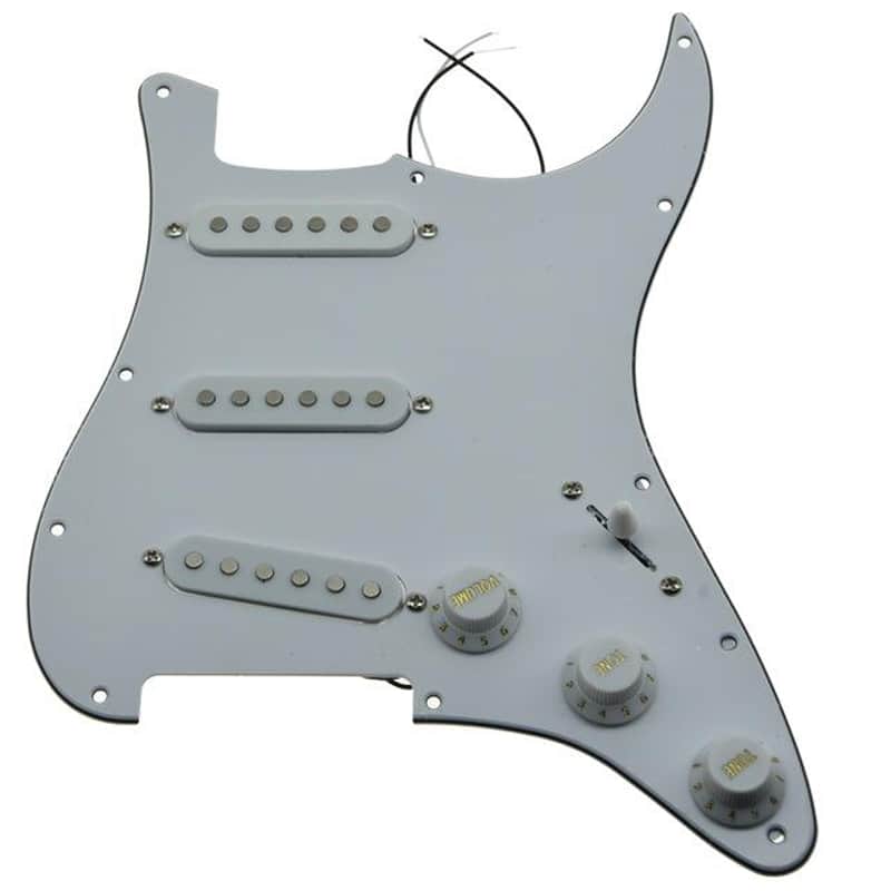 Strat Pickguard Custom-White 3 Ply-WH image 1