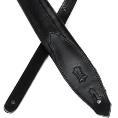 Levy's MSS80 2-inch Two-Tone Boutique Series Leather Guitar Strap - Black on Black image 2