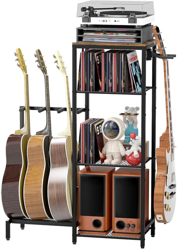 Guitar Stands Floor with 4 Guitar Holders, 4-Tier Guitar Stand Multiple Guitars, Guitar Rack with Amp Stand & Protect Foam, Multi Guitar Stand for Music, Guitar Accessories for Music Lover image 1