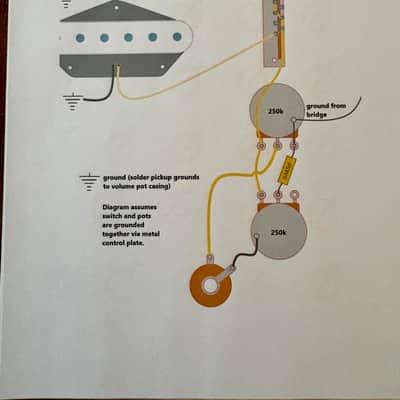 Fender Telecaster 3-way wiring harness upgrade for single coil neck and bridge pickups with 0.033uF paper in oil capacitor image 5