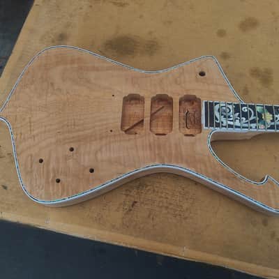Christopher Scott Iceman figured flame maple solid top , Mahogany , unfinished guitar unfinished body , unfinished guitar DIY image 8
