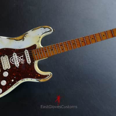 Squier Stratocaster Vintage White HSS Made in USA Aged Relic by East Gloves Customs (RARE) image 18