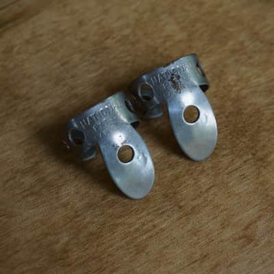 Vintage National Finger Picks Pair Oval 8 1940s/50s Banjo Dobro Lap Steel Pat. No. 1787136 Rare image 1