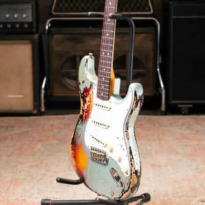 Fender Custom Shop 1965 Stratocaster Super Heavy Relic Electric Guitar - Super Faded Aged Firemist Silver over 3-Color Sunburst with Hardshell Case image 18