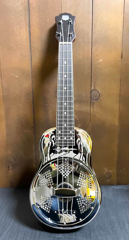 National Reso-Phonic Style O Ukulele 2025 - Mirror Nickel with Deco Palm Tree Design - IN STOCK NOW! image 1
