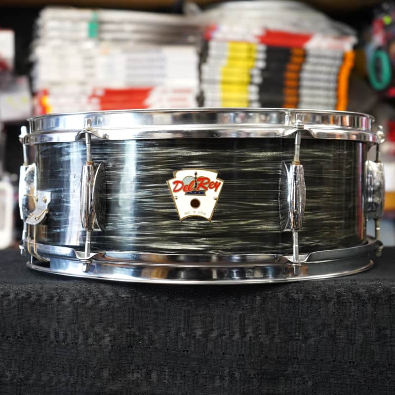 1960s Japan Del-Rey 5.5x14" Mahogany Snare Drum w/ Rings - Black Osyter image 1
