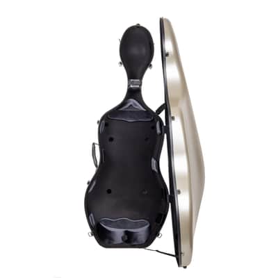 Crossrock Poly Carbon Case with Wheels fits 4/4 Full Size Cello, Includes Outside Music Pouch, 3 Handles, Detachable Straps-Champagne image 3