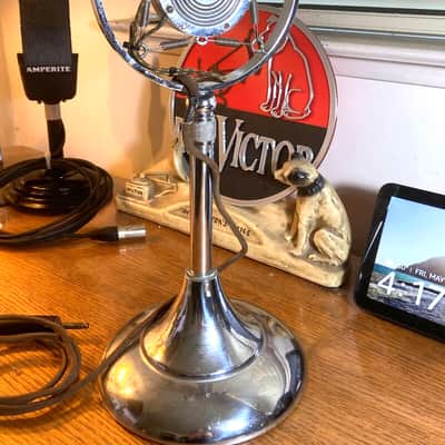Early 1930's UNIVERSAL BB Carbon Ring Spring Microphone w/Stand & Cable-working! image 8