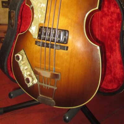 1965 Hofner 500/1 Beatle Bass LEFTY Sunburst w/ Original Hardshell Case image 1