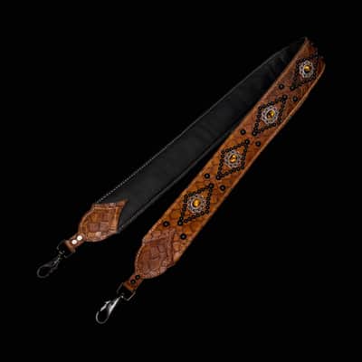 Carlino Tan scale leather tiger eye bag strap 2026 - Tan image 4