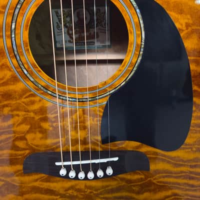 2002 Oscar Schmidt by Washburn OG2QHS Foto Flame Quilted Top Dreadnought Acoustic Guitar New Strings Pro Setup Roadrunner Gigbag image 3