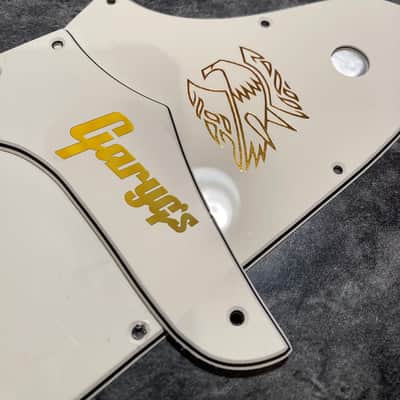 Parchment 3 Ply Pickguard & Truss Rod Cover Set for Epiphone Firebird w/ Gold Firebird & Logo Decals image 3