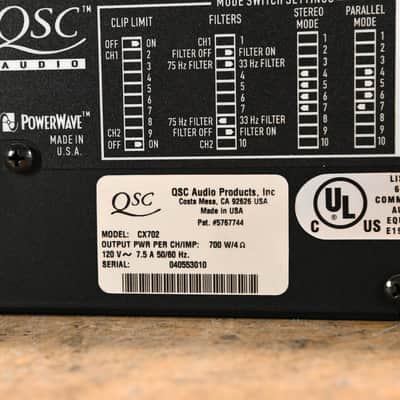 QSC CX702 2-Channel 700W Power Amplifier CG01V6Y image 7