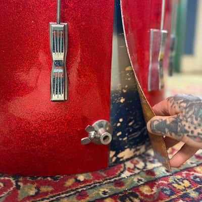 1960s Ludwig Club Date 14x22 Bass Drum Project in Red Sparkle / Duco image 6