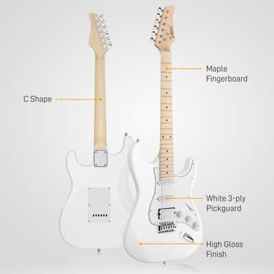 Glarry White GST Electric Guitar HSS Pickups w/20W Amplifier image 5