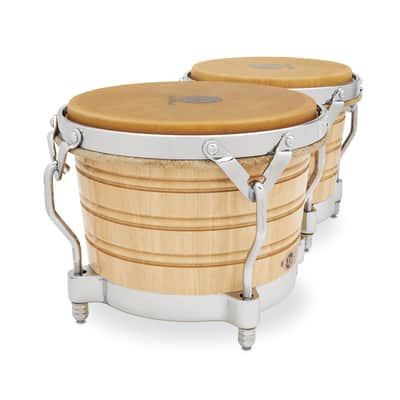 Latin Percussion LP 7-1/4" and 8-5/8" Generation II Bongos with Traditional Rims - Natural with Chrome Hardware (LP201A-2) image 3