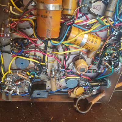 Webcor Small Mono Tube Amp Project 6V6 6E5 12AX7 AlNiCo 4" Speaker Bumblebee Sprague 1955 Copper image 10