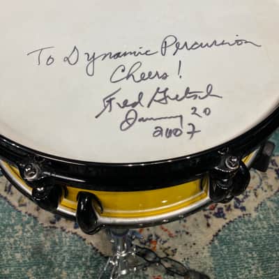 Gretsch - 14x5", Vineyard Custom Snare Drum, Signed by Fred Gretsch! 2006 - Yellow, Black Hardware image 8