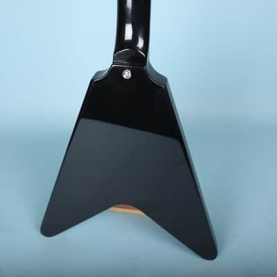 Flying V Style Electric Guitar in Black with White Pickguard image 9