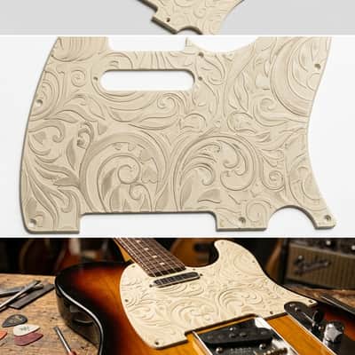Custom TELECASTER Pickguard Black Embossed Floral Paisley 3D Engraved Parts image 3
