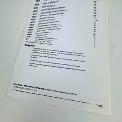Rickenbacker Foldout Catalog & Price List Set 1990 image 11