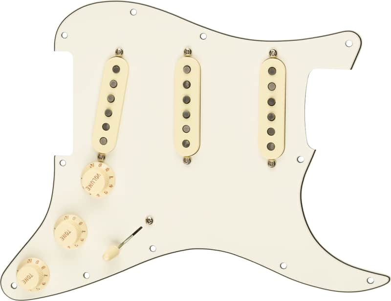 Mint Fender Pre-Wired Strat Pickguard, Custom Shop Custom '69 SSS, Parchment 11 Hole image 1