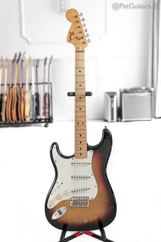1974 Fender Stratocaster Left-Handed in Sunburst. RH conversion. 7.9lbs - Very Good