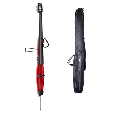 Stagg Electric Upright Stick Double Bass 3/4 Size Red w/ Gig Bag image 1