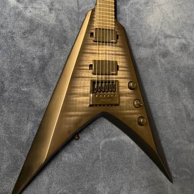 2021 Solar Guitars V1.6AFBB Flying V in Flame Black Burst with Gigbag image 2